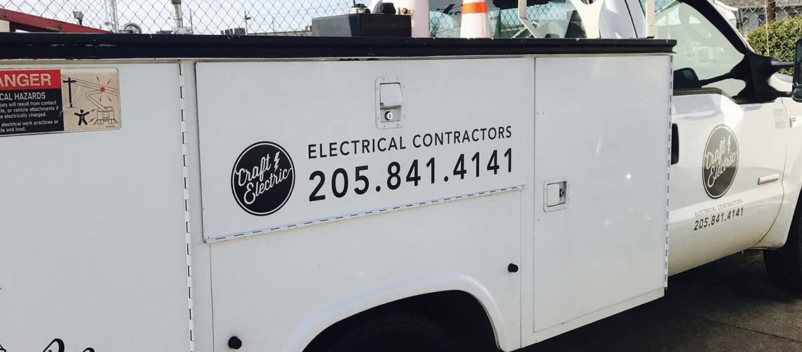 A white truck used by Craft Electric contractors
