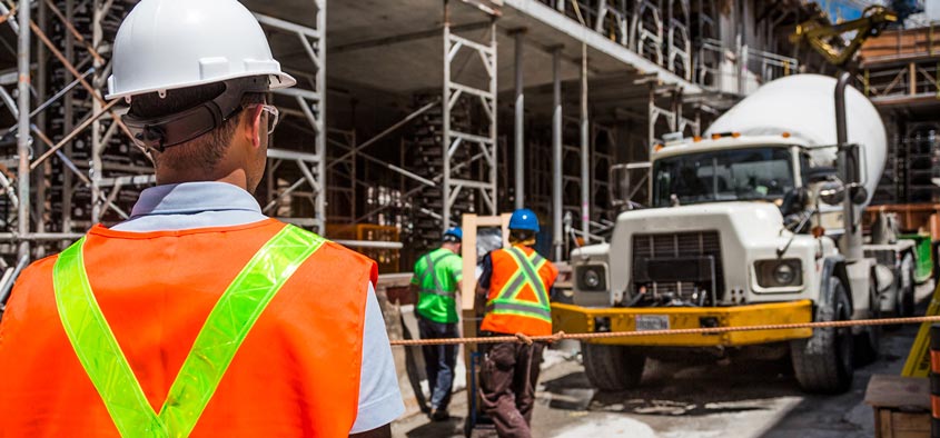 A group of construction workers on site